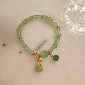New Green Agate Bamboo Bracelet Gift Pouch